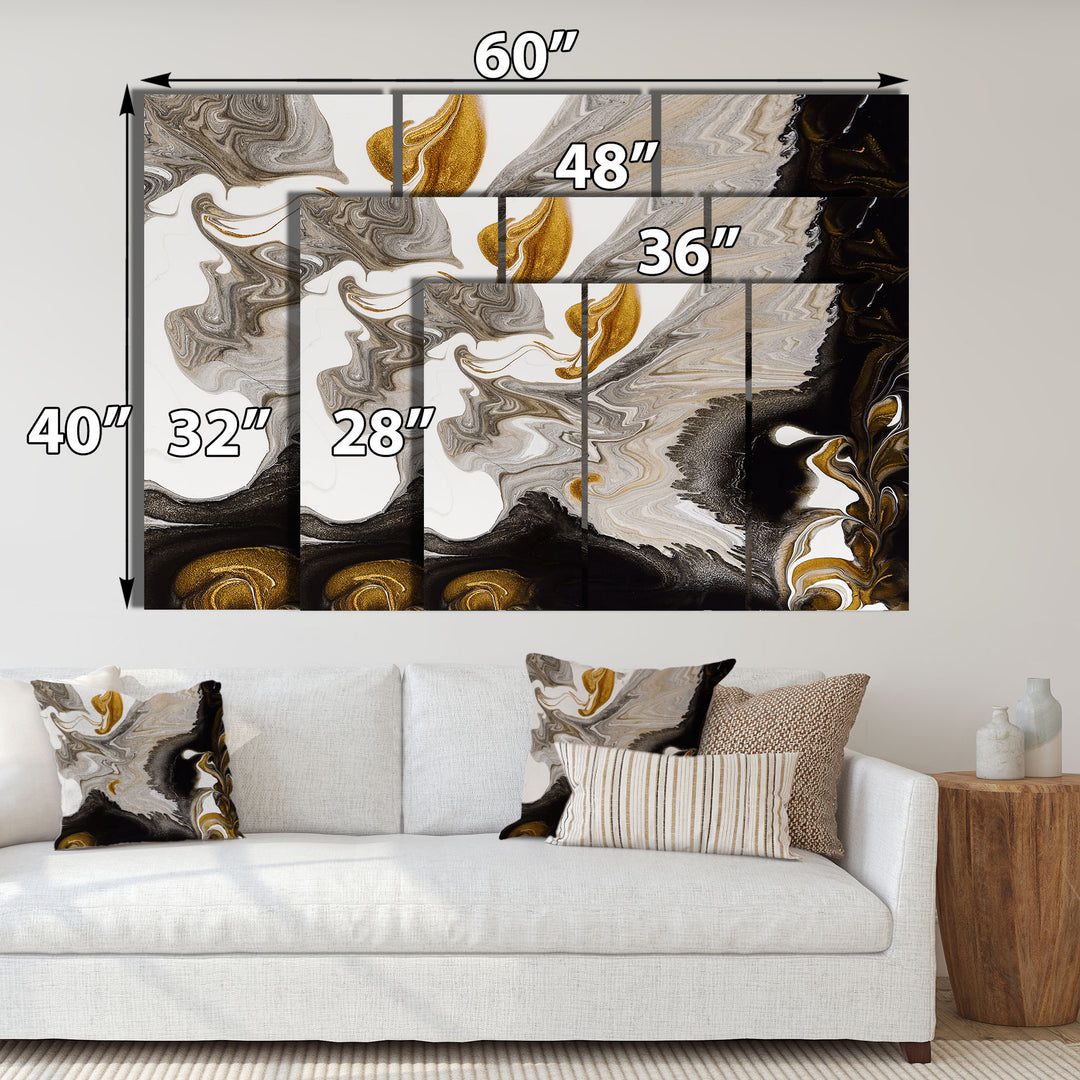 Gold And Black Marble Waves IV - Multi-Panels