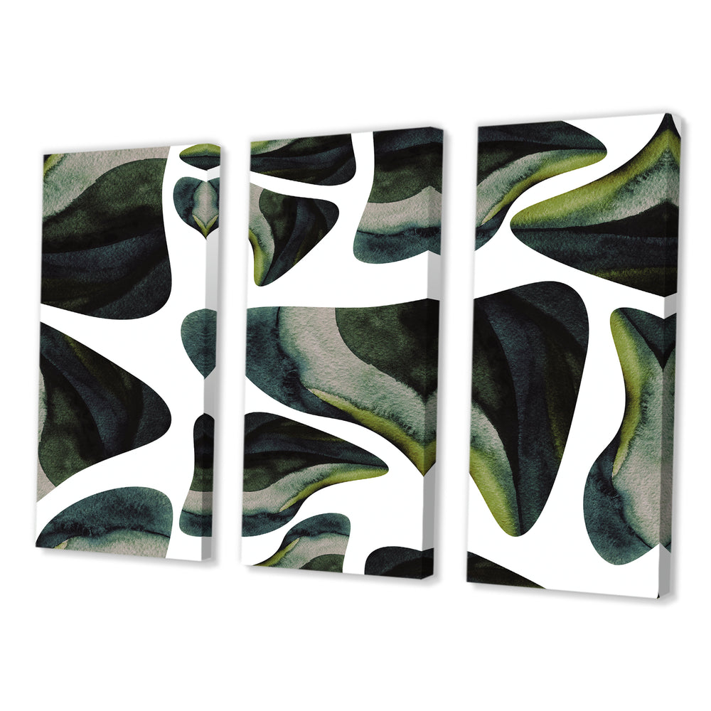 Abstract Dark Green Organic Elements III - Multi-Panels