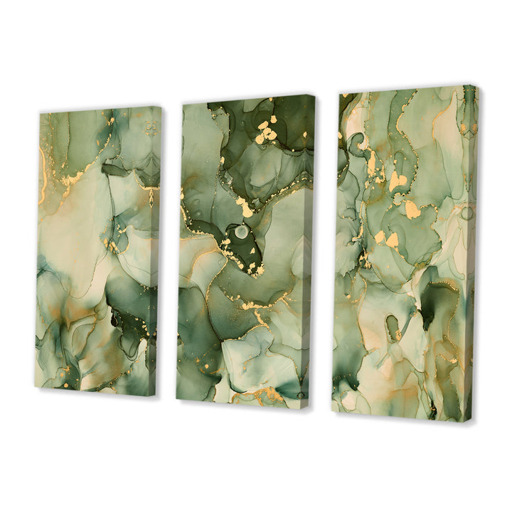 Green Luxury Abstract Fluid Art I - Multi-Panels