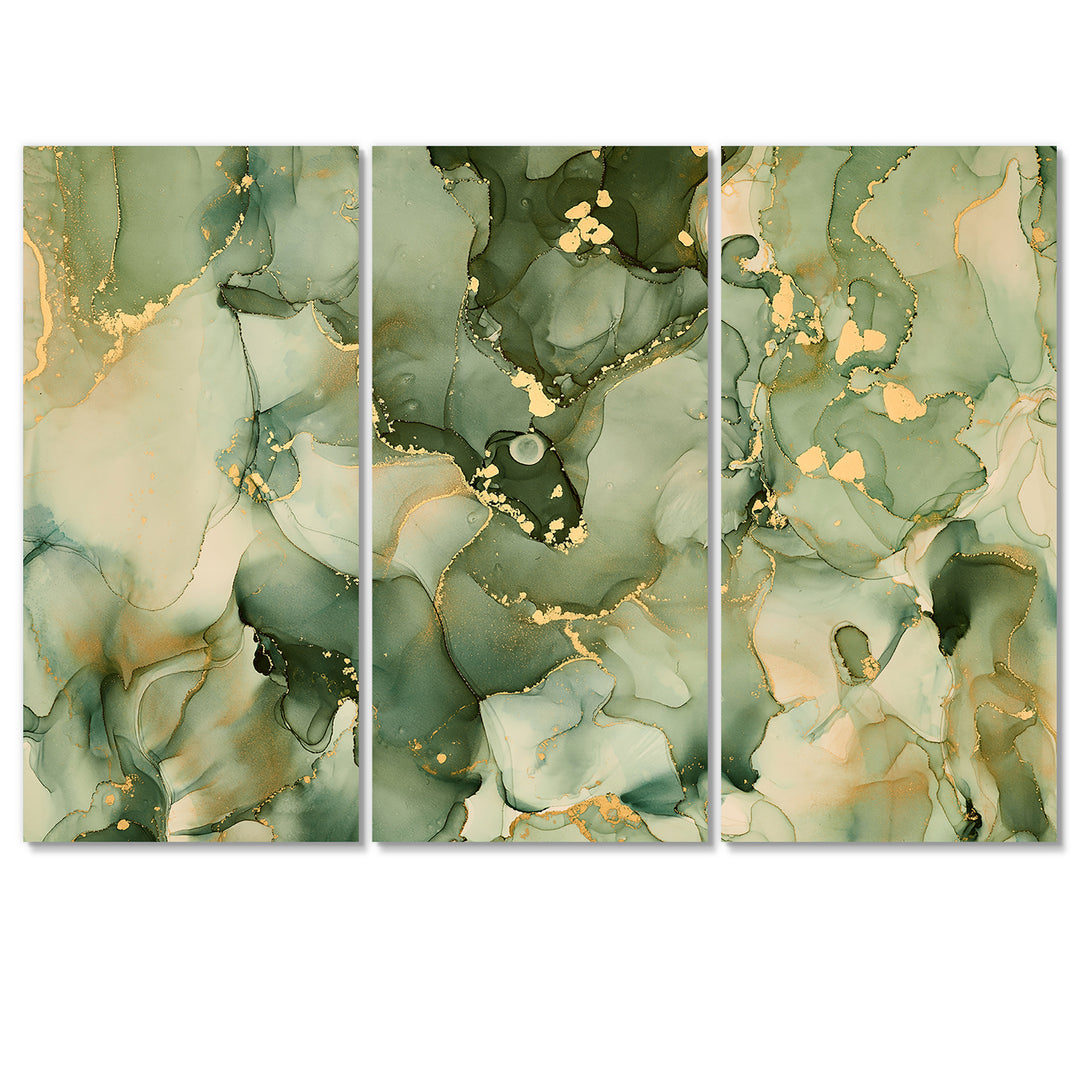 Green Luxury Abstract Fluid Art I - Multi-Panels