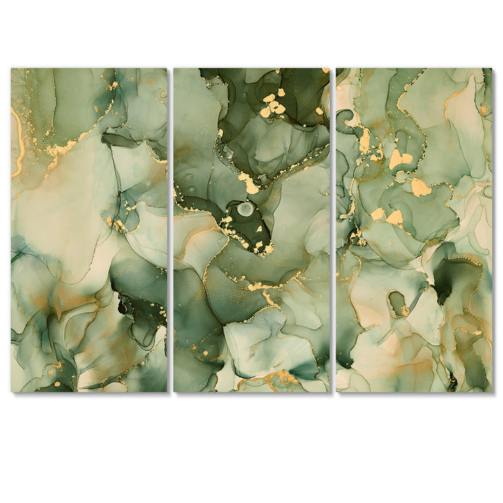 Green Luxury Abstract Fluid Art I - Multi-Panels