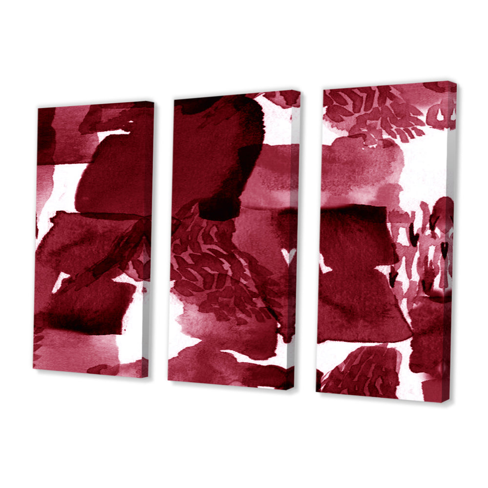 Abstract Burgundy Strokes On White - Multi-Panels