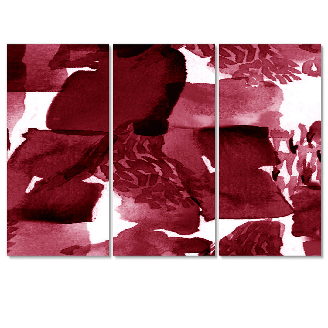 Abstract Burgundy Strokes On White - Multi-Panels