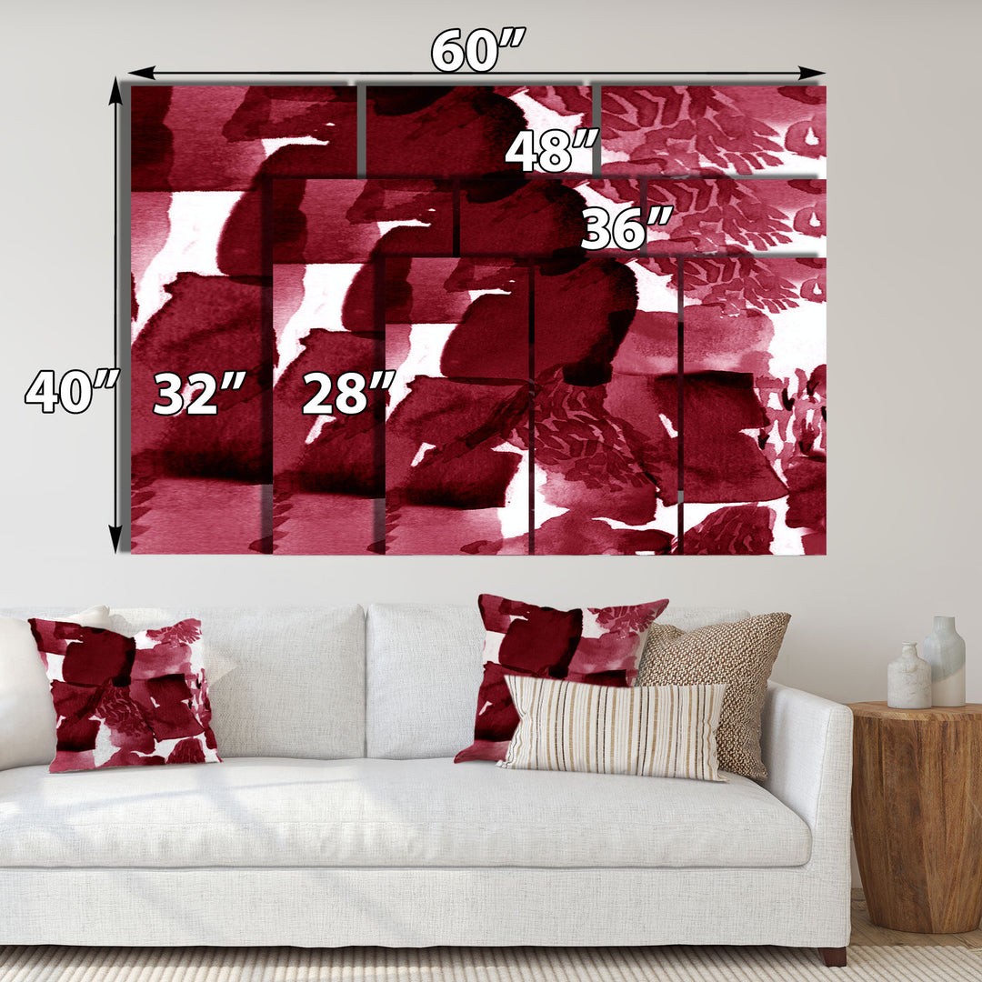 Abstract Burgundy Strokes On White - Multi-Panels