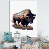 Double Exposure Of A Bull With Nevada Landscape - Buffalo Wall Art Prints