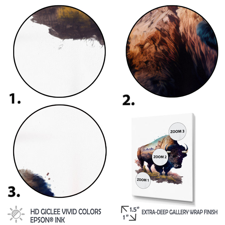 Double Exposure Of A Bull With Nevada Landscape - Buffalo Wall Art Prints