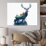 Double Exposure Of A Deer With Forest - Blue Deer Wall Art