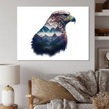 Double Exposure Of A Eagles With Mountain Landscape - Blue Eagle Wall Art