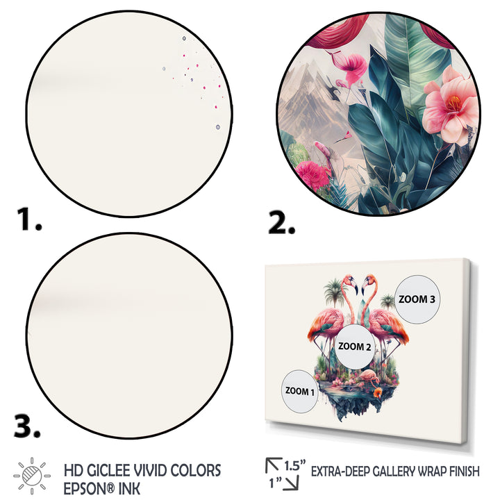 Double Exposure Of A Flamingos With Nature - Flamingo Living Room Wall Art