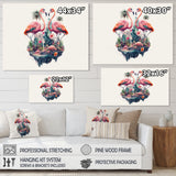 Double Exposure Of A Flamingos With Nature - Flamingo Living Room Wall Art