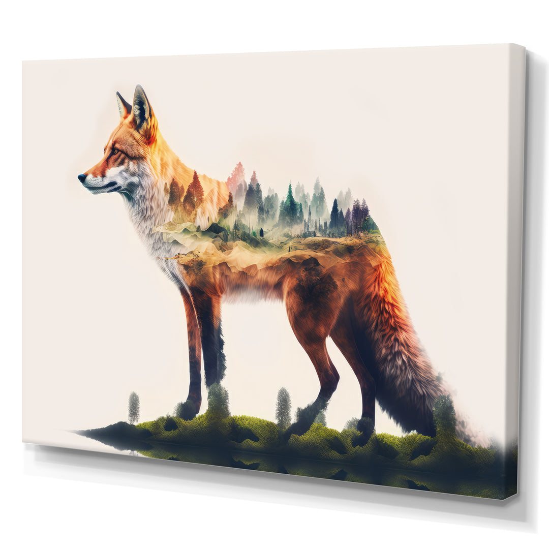Double Exposure Of A Fox With Nature - Fox Bedroom Wall Art