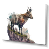 Double Exposure Of A Goat With Nature - Goat Canvas Wall Art