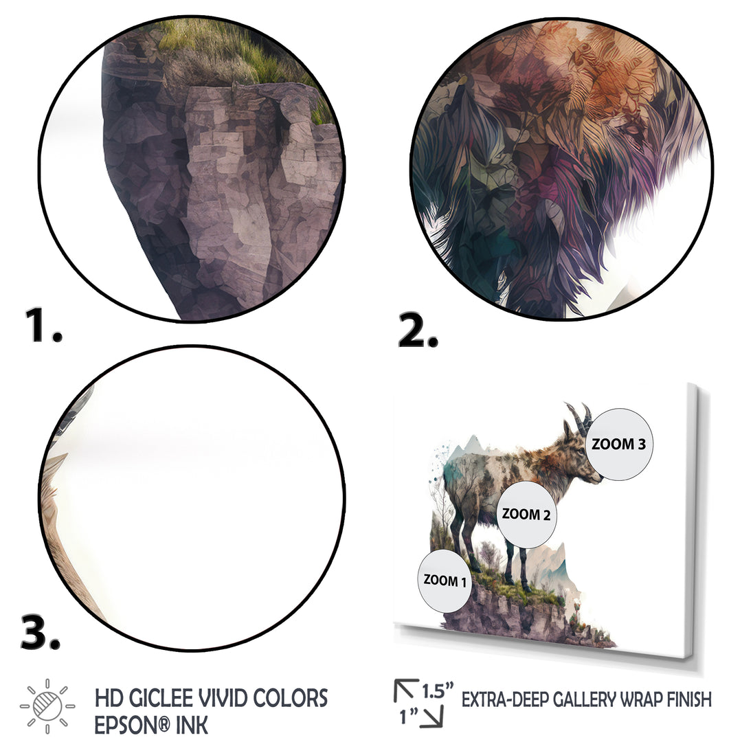 Double Exposure Of A Goat With Nature - Goat Canvas Wall Art