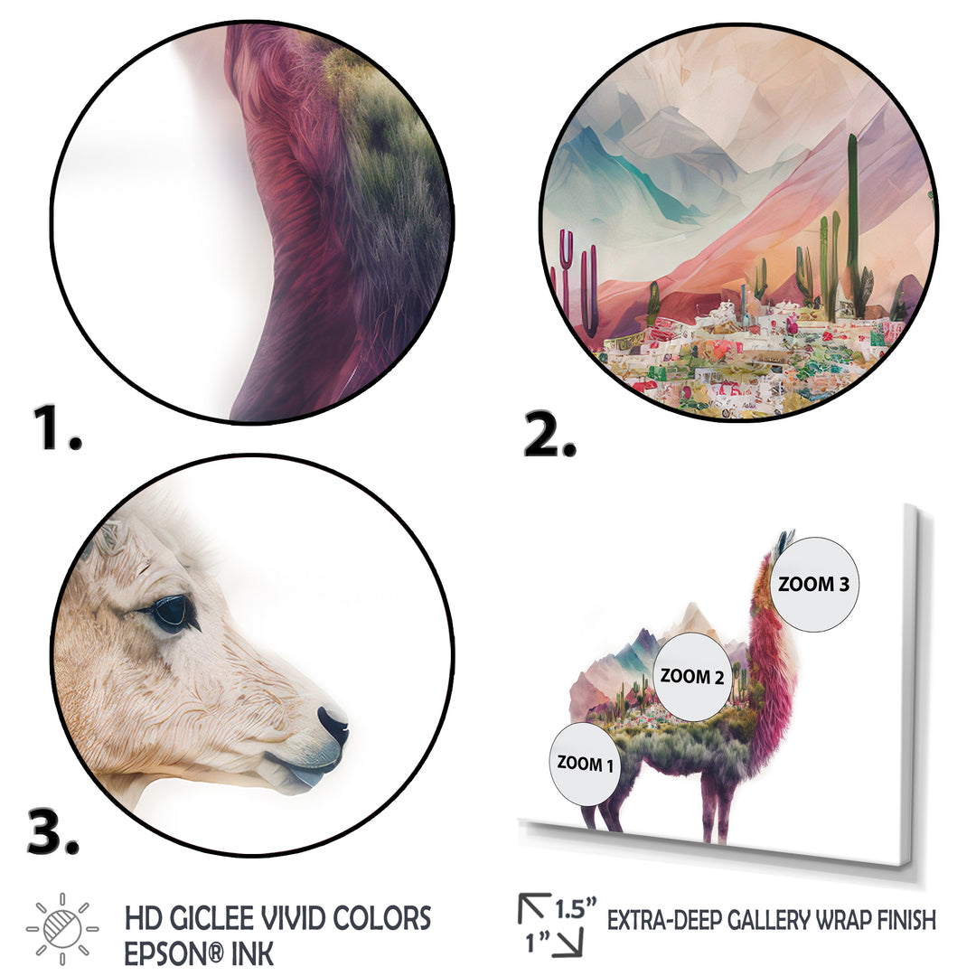 Double Exposure Of A Llama With Nature Landscape - Llama Wall Art Prints