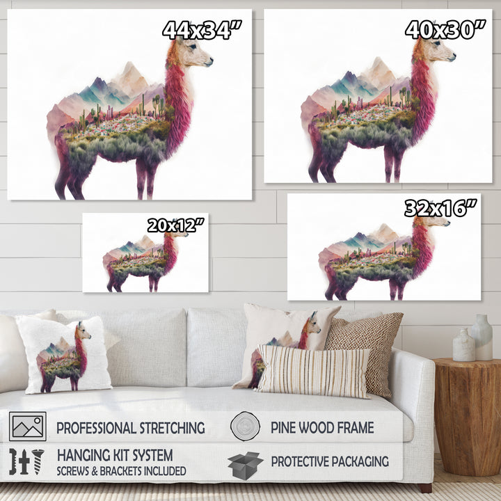 Double Exposure Of A Llama With Nature Landscape - Llama Wall Art Prints