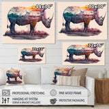 Double Exposure Of A Rhino With African Landscape - Pink Rhinoceros Wall Art