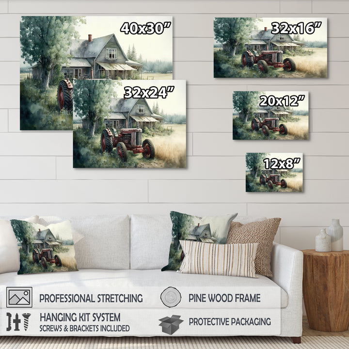Tractor In Barn I - Truck Canvas Wall Art