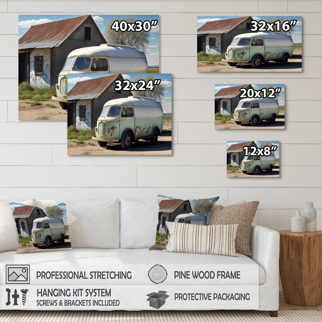 Old Milk Delivery In Barn - Car Old American Canvas Wall Art