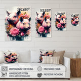 Cute Pigs Floral Art - Pig Wall Decor