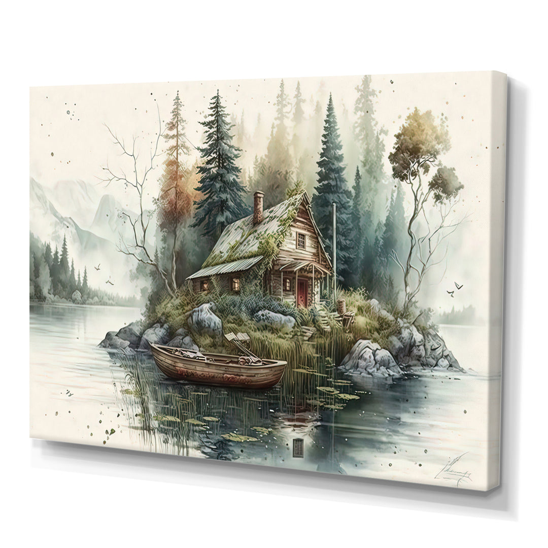 Fishing House By The Lake I - Hunting &amp; Fishing Canvas Wall Art