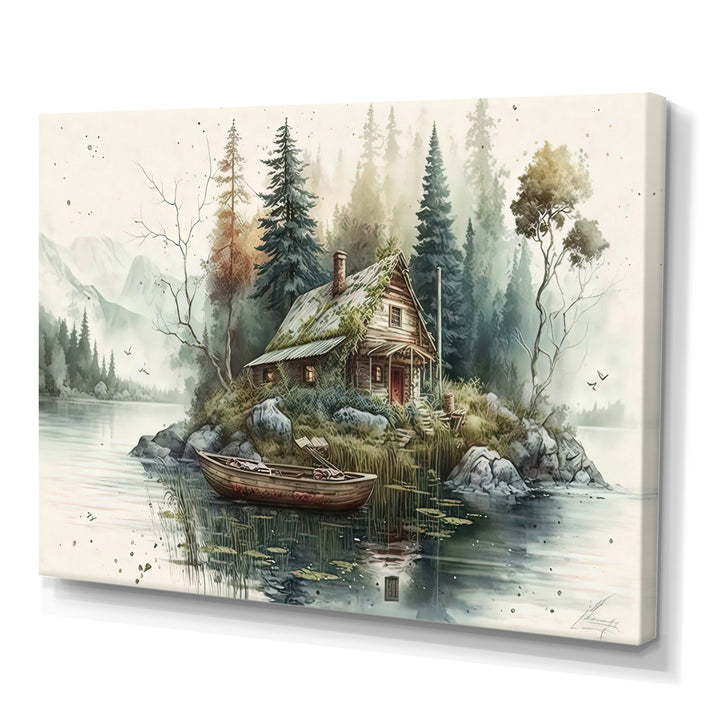 Fishing House By The Lake I - Hunting &amp; Fishing Canvas Wall Art