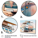 70S Surfing Van At The Beach II Canvas Canvas