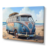 70S Surfing Van At The Beach III Canvas Canvas