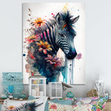 Cute Zebra Floral Art - Zebra Framed Canvas Art