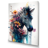 Cute Zebra Floral Art - Zebra Framed Canvas Art