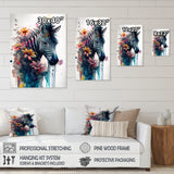 Cute Zebra Floral Art - Zebra Framed Canvas Art