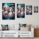 Cute Beagles Floral Art - Dog Beagle Large Canvas Wall Art