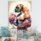 Cute Boxers Floral Art - Dog Boxer Home Decor Art