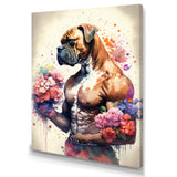 Cute Boxers Floral Art - Dog Boxer Home Decor Art