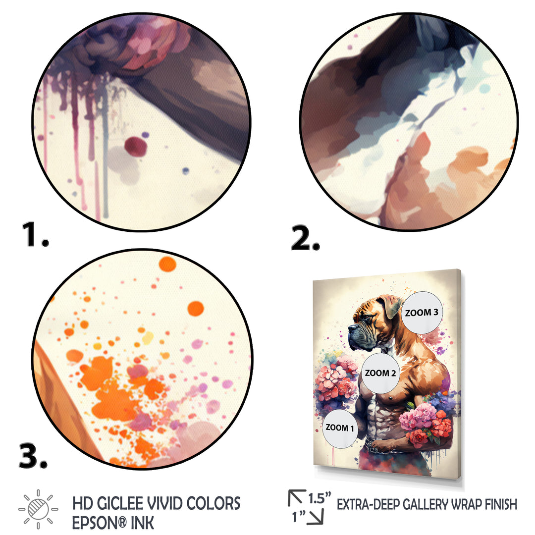 Cute Boxers Floral Art - Dog Boxer Home Decor Art