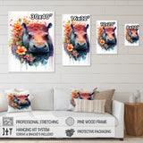 Cute Hippo Floral Art - Hippopotamus Wall Decor