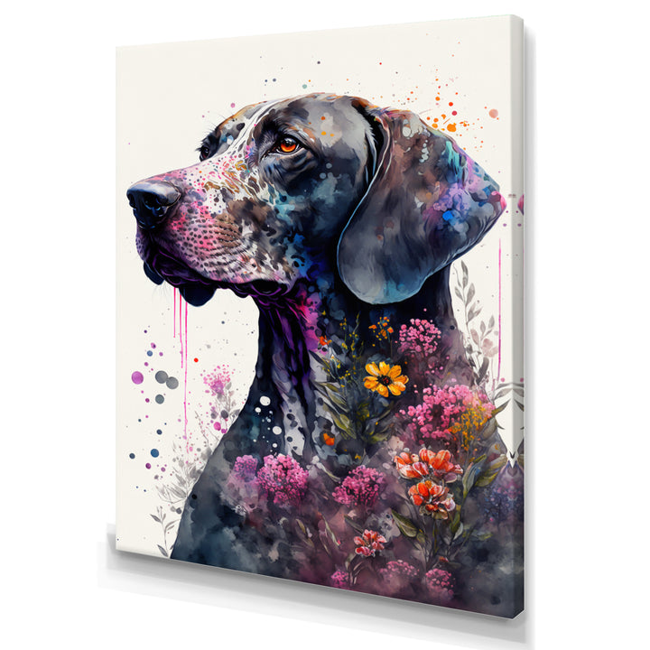 Cute German Dog Floral Art - Multi-Color Dog Wall Art