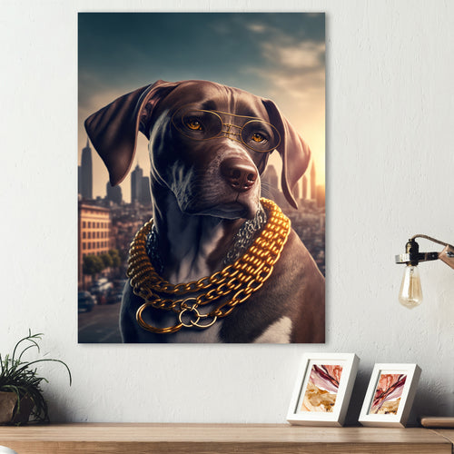 German Shorthaired Pointer Gangster In NYC - Dog Canvas Wall Art