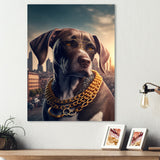 German Shorthaired Pointer Gangster In NYC - Dog Canvas Wall Art