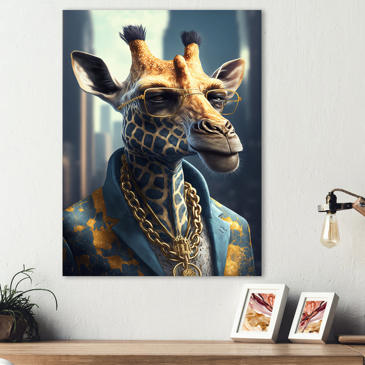 Giraffe Ganster - Gold Giraffe Wall Art