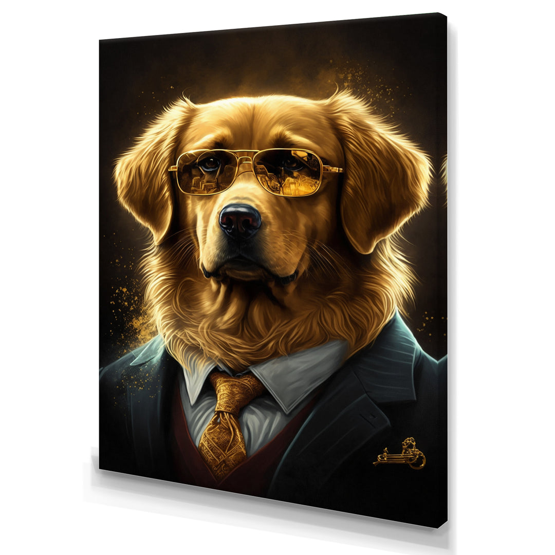 Mafia Golden Retriever - Dog Retriever Canvas Wall Art