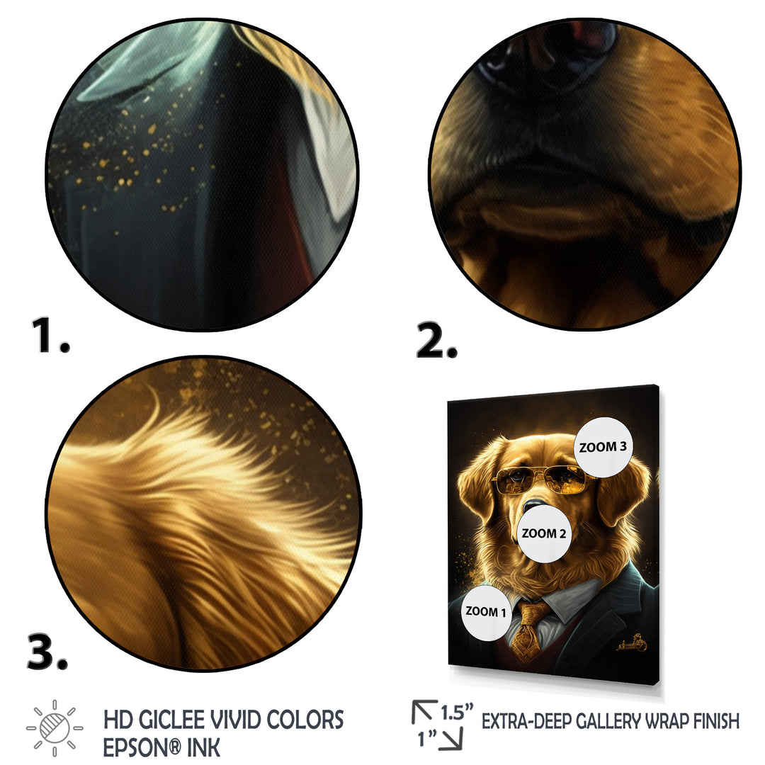 Mafia Golden Retriever - Dog Retriever Canvas Wall Art