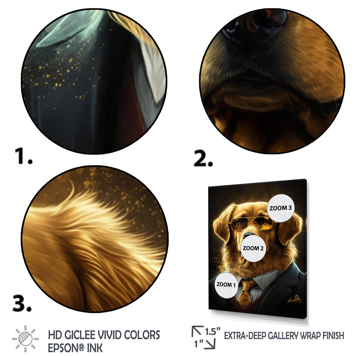 Mafia Golden Retriever - Dog Retriever Canvas Wall Art