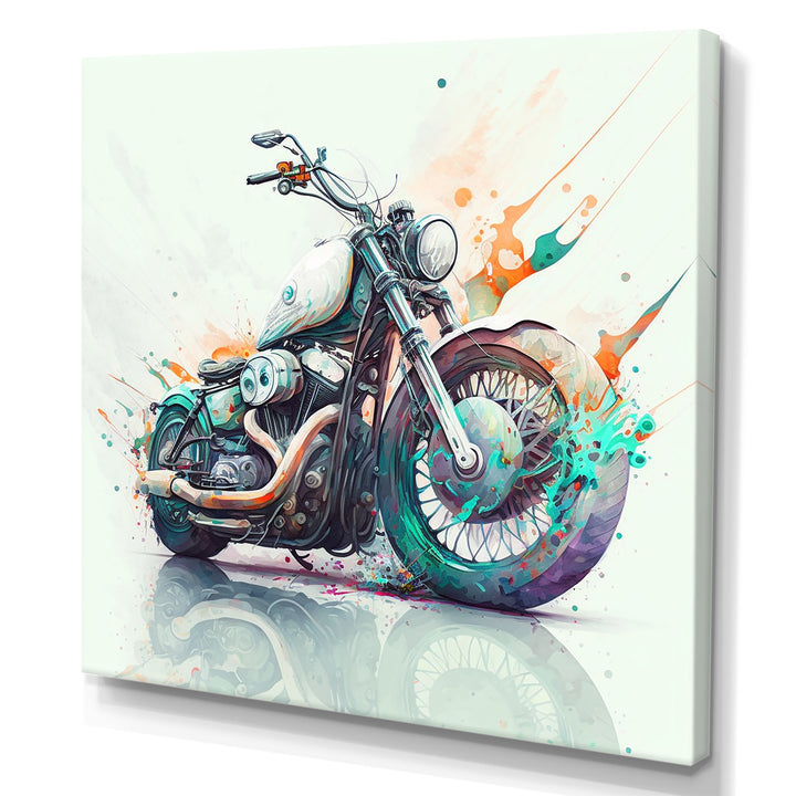 Modern Vibrant Motorcycle - Motorcycle Canvas Wall Art