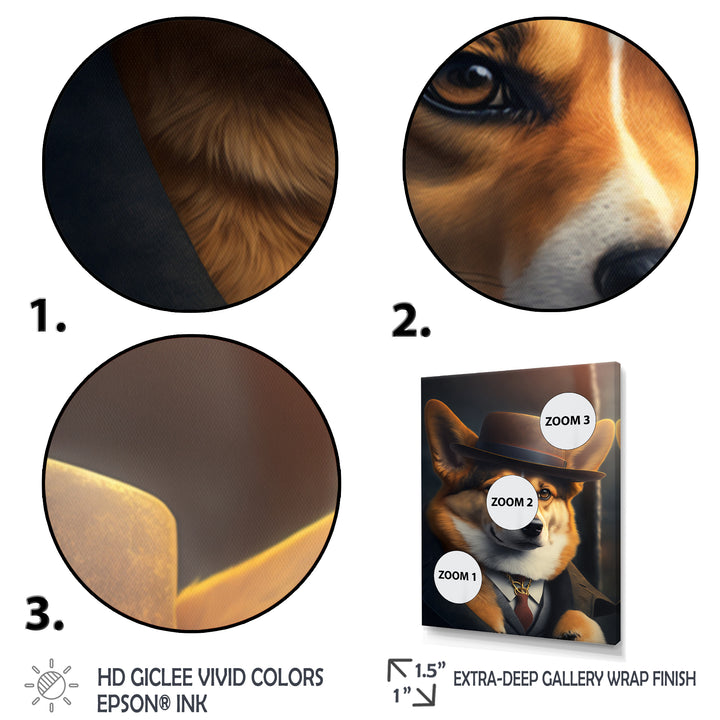 Mafia Corgi - Gold Dog Corgi Wall Art
