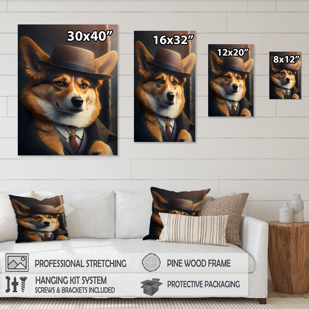 Mafia Corgi - Gold Dog Corgi Wall Art