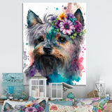 Cute Yorkshire Floral Art - Dog Yorkshire Living Room Wall Art