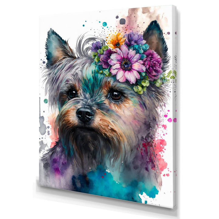 Cute Yorkshire Floral Art - Dog Yorkshire Living Room Wall Art