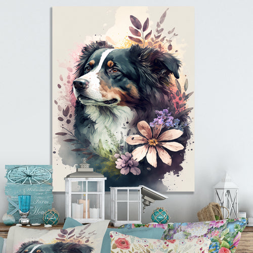 Cute Bernese Floral Art - Dog Bernese Mountain Wall Decor