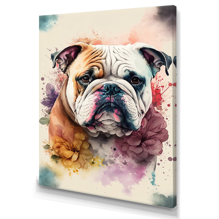Cute Bulldogs Floral Art - Dog Wall Art Prints