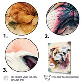 Cute Bulldogs Floral Art - Dog Wall Art Prints